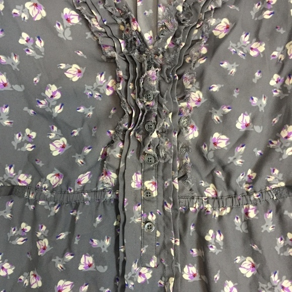 American Eagle Floral Mini Dress Small Grey Raw Edges - Picture 4 of 13